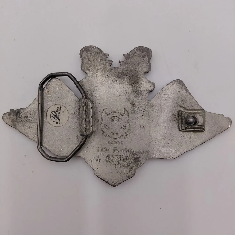 Vintage 2004 Fast Lane USA Fine Pewter Belt Buckle Mudflap Girl Wings Biker Y2K